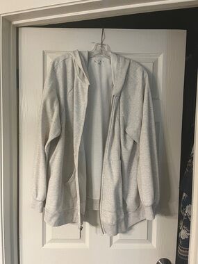 Lane Bryant Light Gray Zip Front Hoodie Jacket